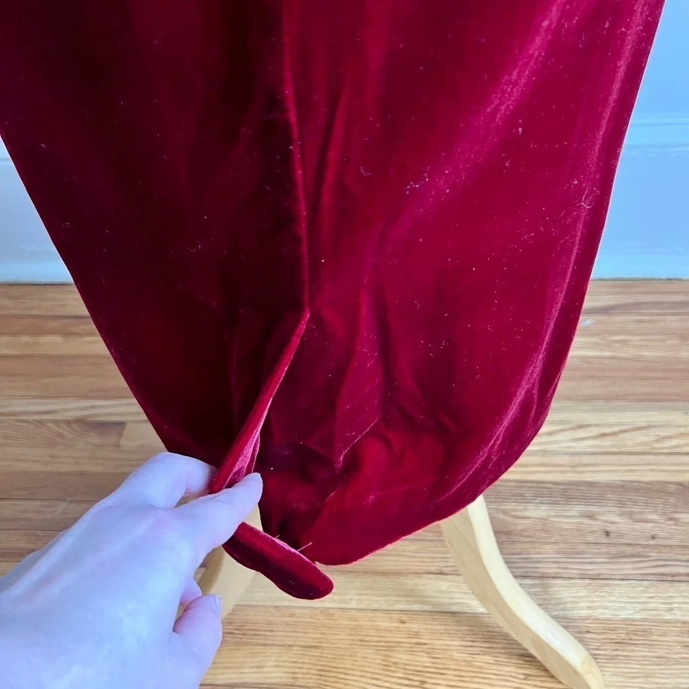 Vintage NWT Elisabeth Silk Velvet Crimson Red Velour Pencil High Waist Skirt 18P
